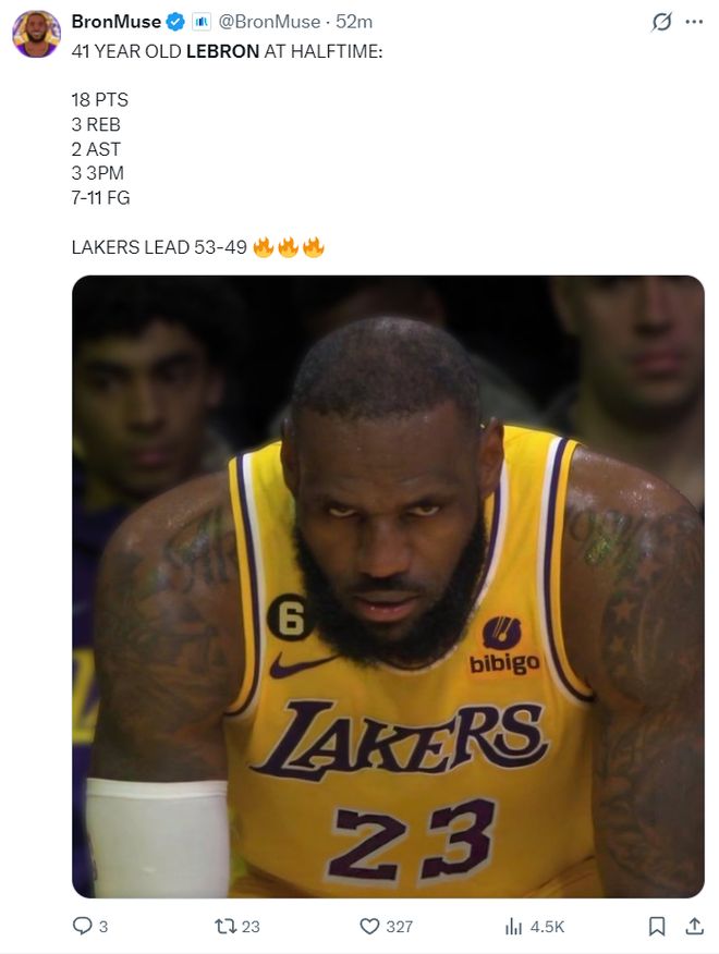 勒布朗带伤单核带队湖人逆转勇士终结三连败